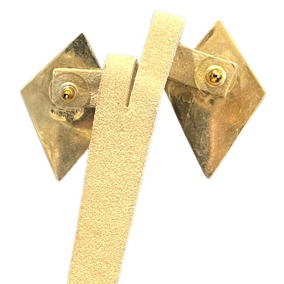 Vintage 1980s Alpaca Mexico Inlay earrings - Picture 6 of 7